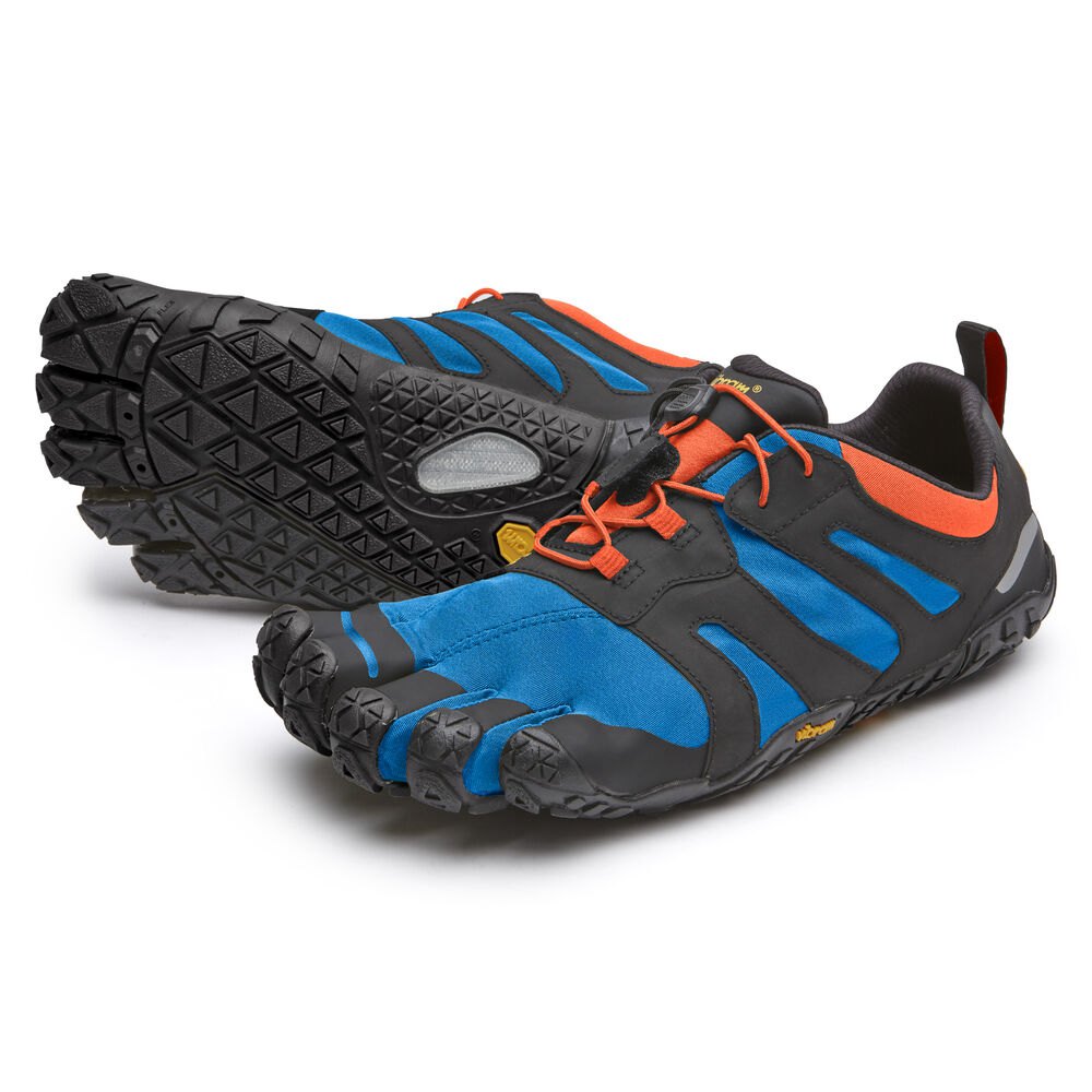 Vibram Five Fingers Mens V-Trail 2.0 - Trail Shoes Blue/Orange - BMQ247053